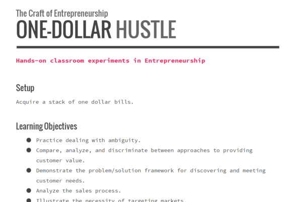 Product Image for the One-Dollar Hustle product